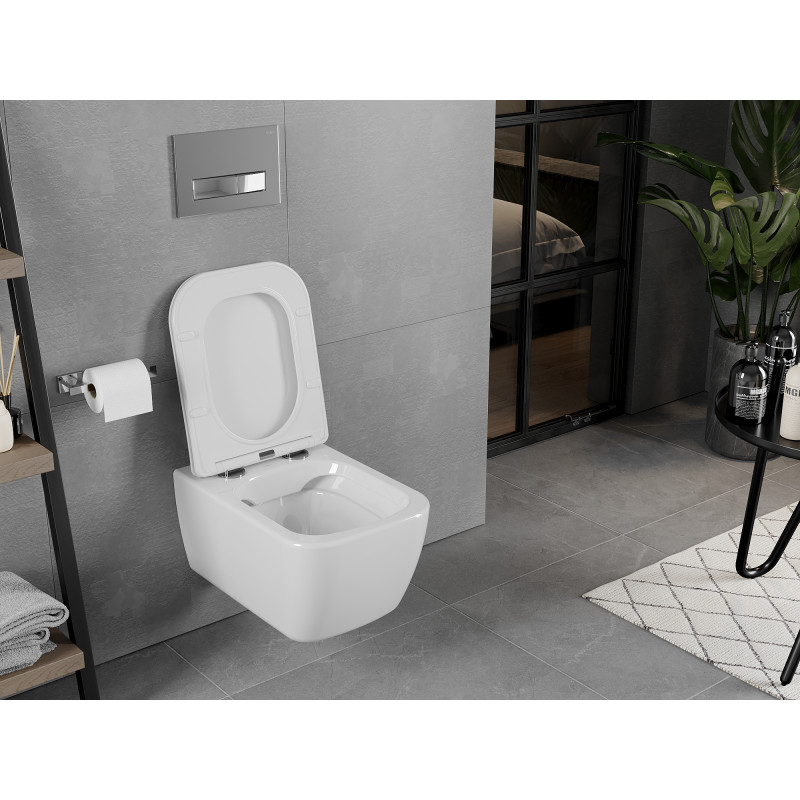Mexen Elis cuvette WC sans bride avec abattant à descente progressive slim, duroplast, blanc brillant - 30910600