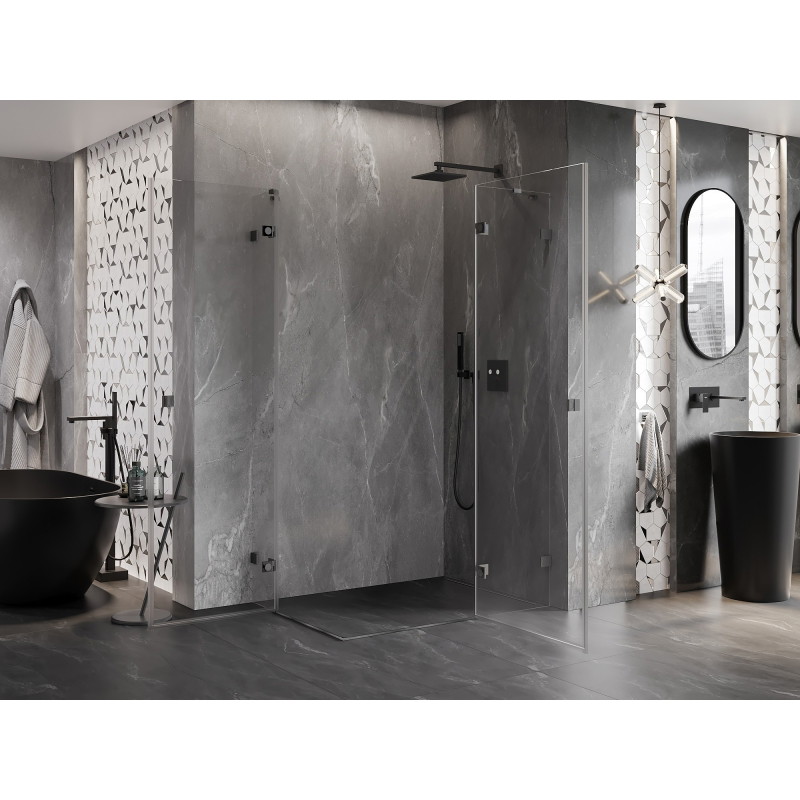 Mexen Lunar Duo cabine de douche pivotante droite 115 x 105 cm, transparente, gris canon brossé - 834-115P-105L-66-00