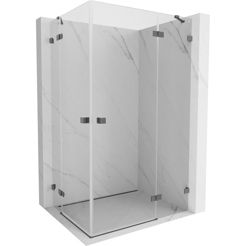 Mexen Lunar Duo cabine de douche pivotante droite 115 x 105 cm, transparente, gris canon brossé - 834-115P-105L-66-00