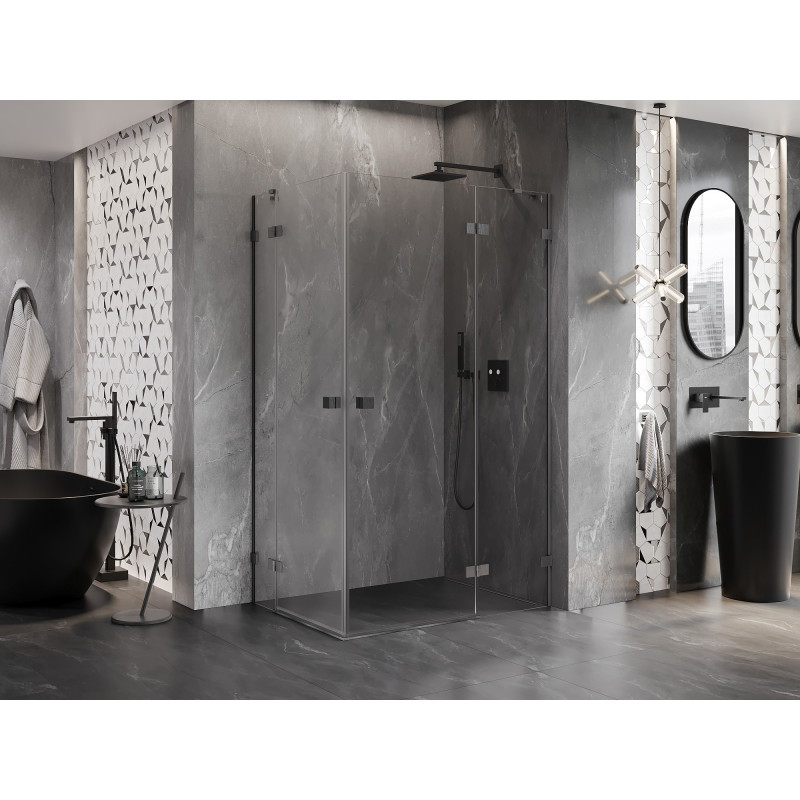 Mexen Lunar Duo cabine de douche pivotante droite 115 x 110 cm, transparent, gris pistolet brossé - 834-115P-110L-66-00