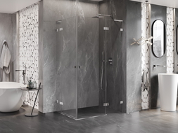 Mexen Lunar L Cabine de douche Duo avec porte battante droite 75 x 70 cm, transparent, chromé - 834L-075P-070L-01-00