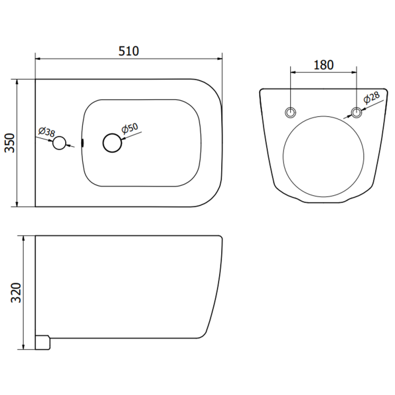 Mexen Stella bidet suspendu, blanc - 35685100