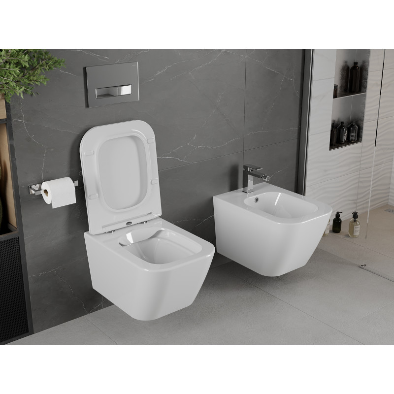 Mexen Madox cuvette WC sans rebord avec abattant à descente lente slim, duroplast, blanc brillant - 30154000