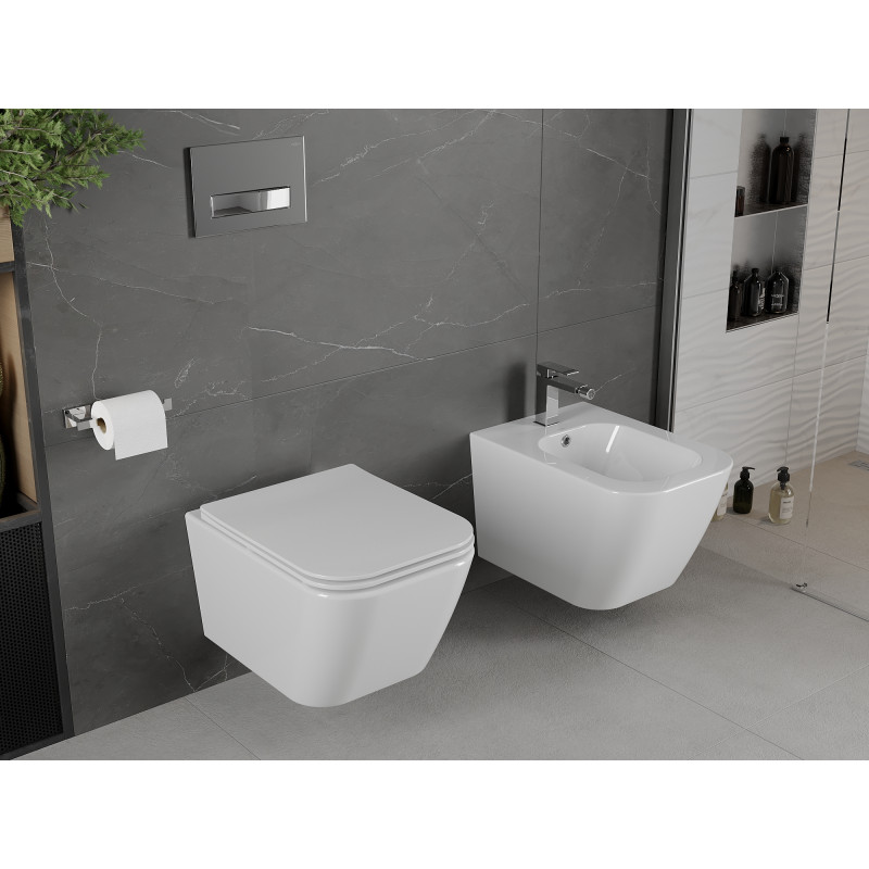 Mexen Madox cuvette WC sans rebord avec abattant à descente lente slim, duroplast, blanc brillant - 30154000
