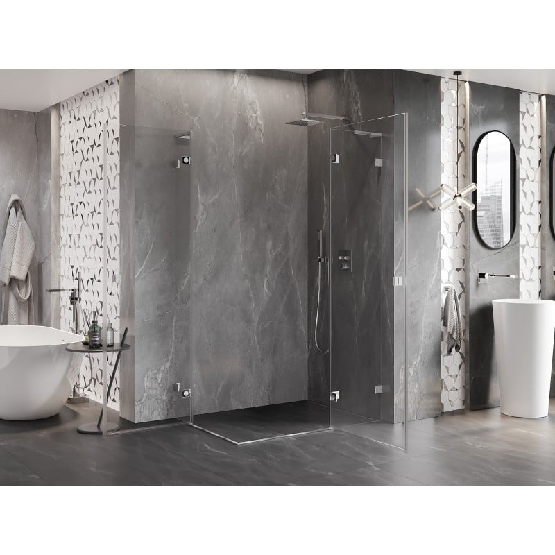 Mexen Lunar L Duo cabine de douche pivotante droite 85 x 80 cm, transparent, chrome - 834L-085P-080L-01-00