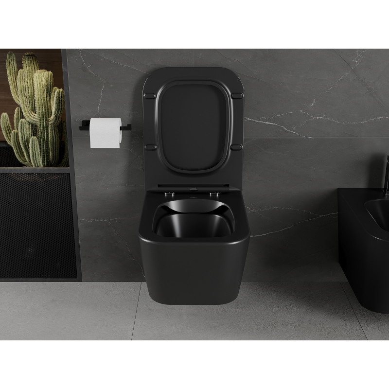 Mexen Madox cuvette WC sans bride avec abattant à descente progressive slim, duroplast, noir mat - 30154070