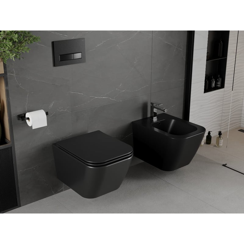 Mexen Madox cuvette WC sans rebord avec abattant à descente lente slim, duroplast, noir mat - 30154070