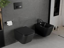 Mexen Madox cuvette WC sans bride avec abattant à descente lente slim, duroplast, noir mat - 30154070