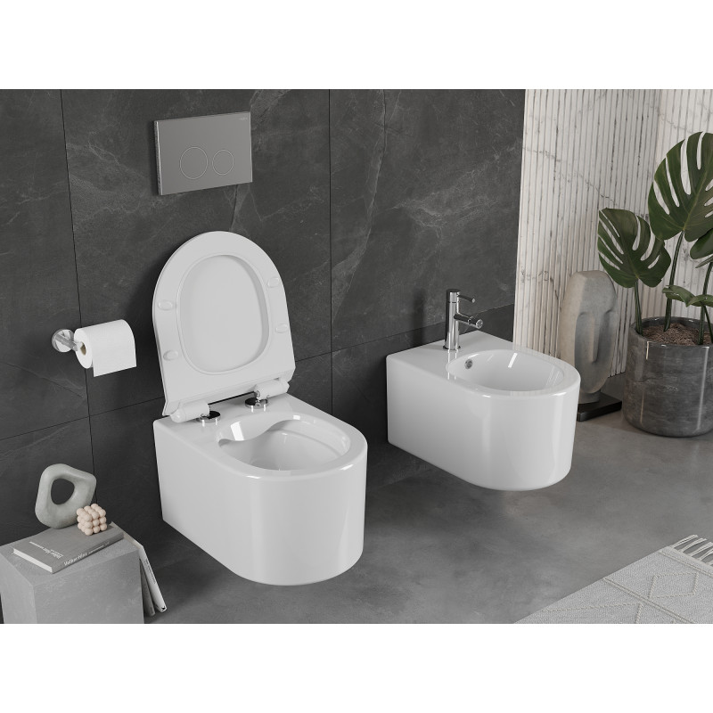 Mexen Sofia cuvette WC Rimless avec abattant à descente lente slim, duroplast, blanc brillant - 30540100