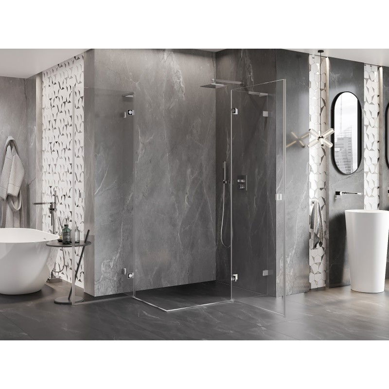 Mexen Lunar L Duo cabine de douche battante droite 105 x 80 cm, transparent, chrome - 834L-105P-080L-01-00