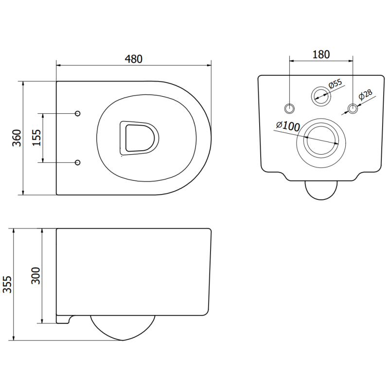 Mexen Sofia cuvette WC Rimless avec abattant à descente lente slim, duroplast, noir mat - 30540185