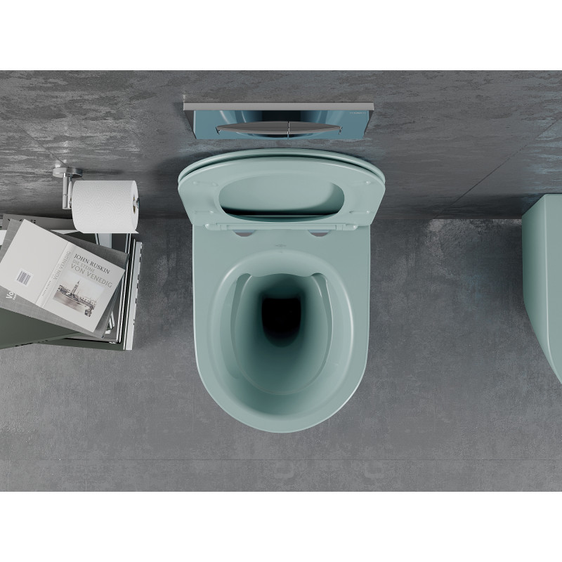 Mexen Lena cuvette WC sans bride avec abattant à descente assistée slim, duroplast, vert clair mat - 30224048