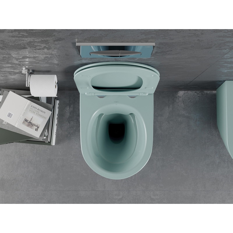 Mexen Lena cuvette wc sans bride avec abattant à descente lente slim, duroplast, vert clair mat - 30224048