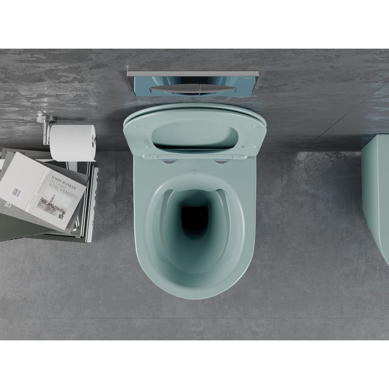 Mexen Lena cuvette WC sans rebord avec abattant à descente lente slim, duroplast, vert mat clair - 30224048
