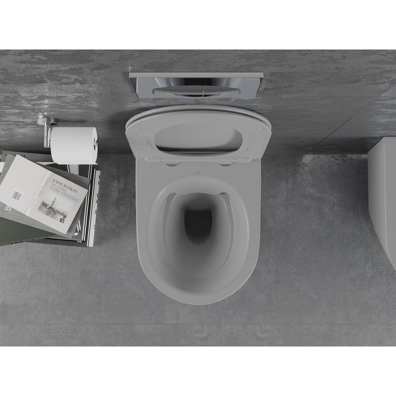 Mexen Lena cuvette wc Rimless avec abattant slim à descente progressive, duroplast, gris clair mat - 30224061