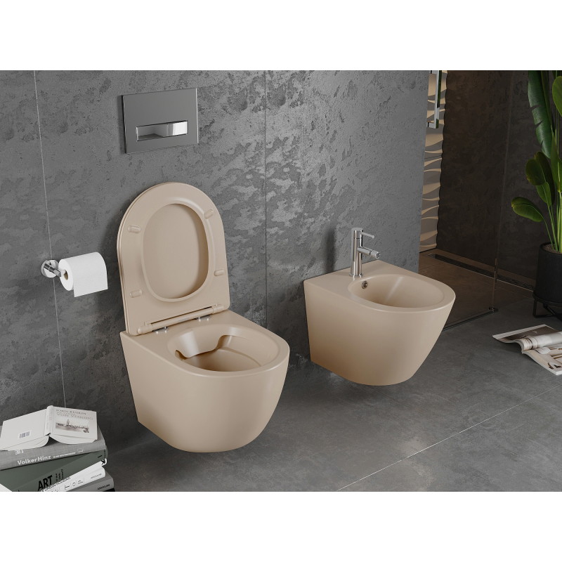 Mexen Lena Cuvette WC Rimless avec abattant à descente lente slim, duroplast, cappuccino mat - 30224064