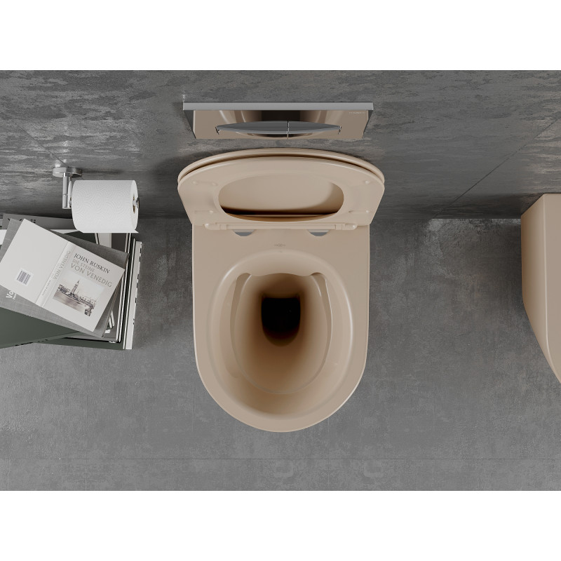 Mexen Lena cuvette WC sans rebord avec abattant slim à descente lente, duroplast, cappuccino mat - 30224064