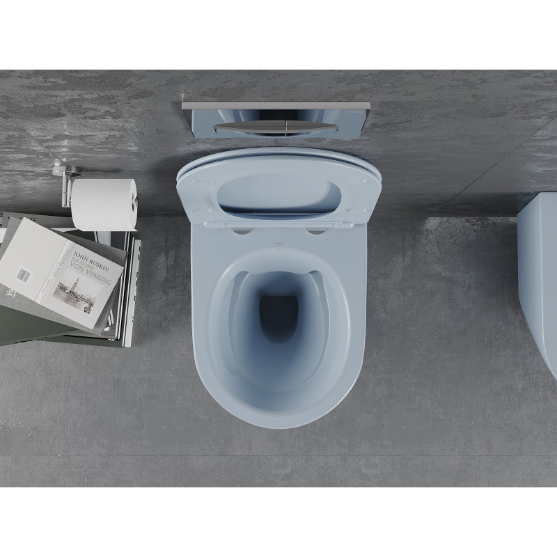 Mexen Lena cuvette wc Rimless avec abattant à descente lente slim, duroplast, gris-bleu mat - 30224069
