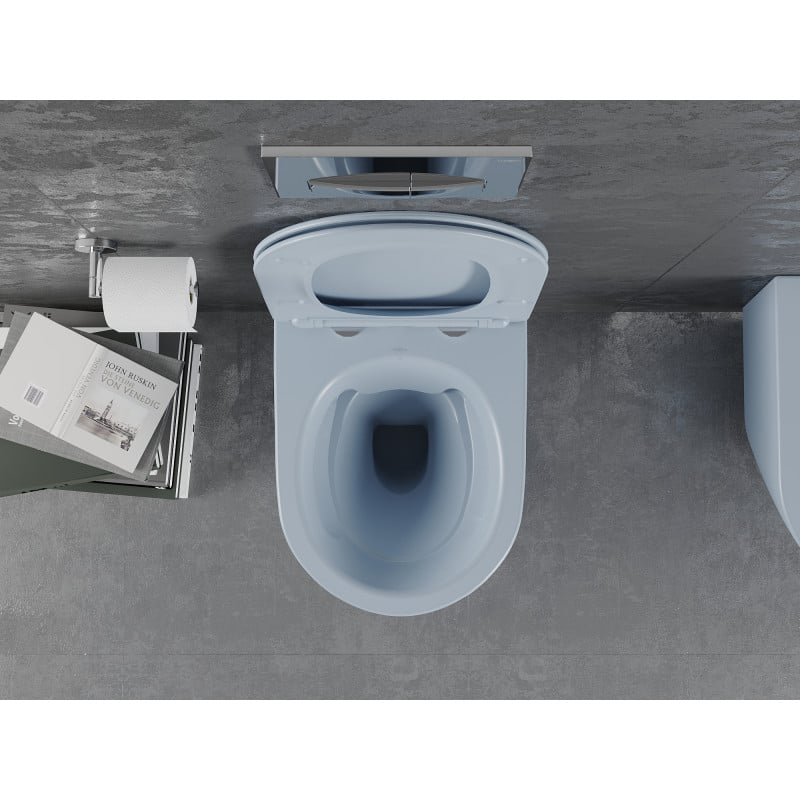 Mexen Lena cuvette WC Rimless avec abattant à fermeture lente slim, duroplast, gris-bleu mat - 30224069
