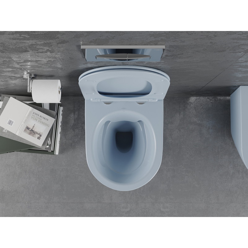 Mexen Lena cuvette WC sans bride avec abattant à descente lente slim, duroplast, gris-bleu mat - 30224069