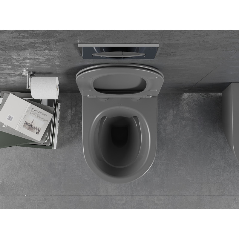 Mexen Lena cuvette WC Rimless avec abattant à descente amortie slim, duroplast, gris foncé mat - 30224071