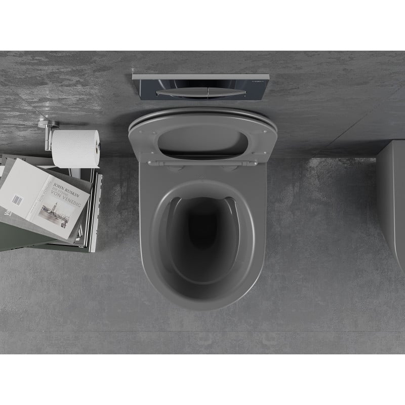 Mexen Lena cuvette WC Rimless avec abattant à descente progressive slim, duroplast, gris foncé mat - 30224071