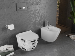 Mexen Lena bol de WC Rimless avec siège slim à fermeture lente, duroplast, Design blanc - 30224099