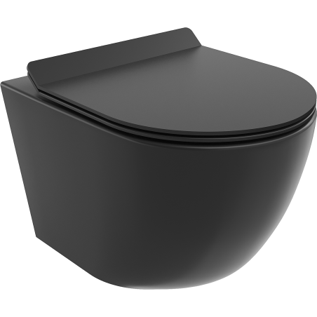 Mexen Lena bol de WC Rimless avec siège slim à fermeture lente, duroplast, Noir mat - 30220185