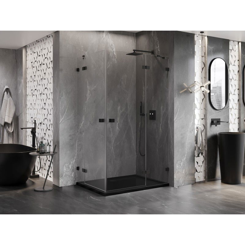 Mexen Lunar Duo cabine de douche pivotante droite 110 x 70 cm, transparent, noir - 834-110P-070L-70-00