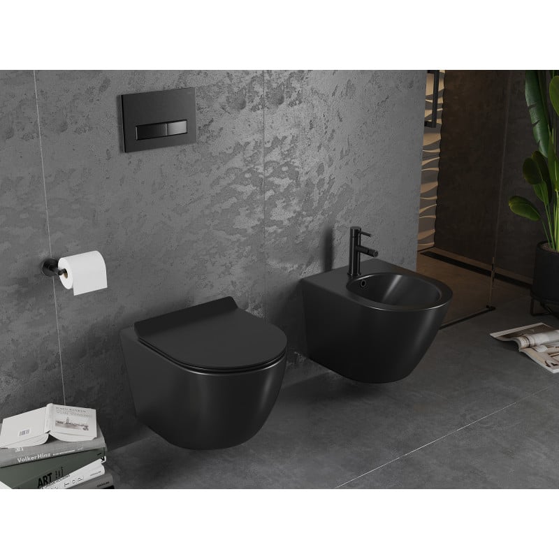 Mexen Lena cuvette WC sans rebord avec abattant à descente lente slim, duroplast, noir mat - 30220185