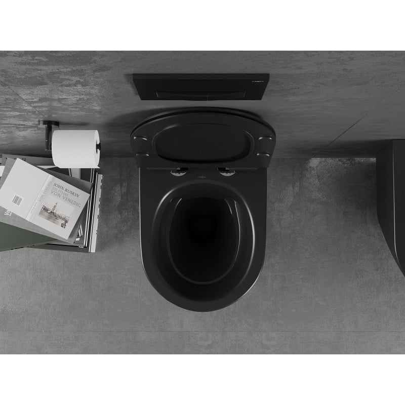 Mexen Lena cuvette WC sans rebord avec abattant à descente lente slim, duroplast, noir mat - 30220185