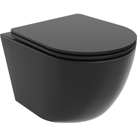 Mexen Lena bol de WC Rimless avec siège slim à fermeture lente, duroplast, Noir mat - 30221085