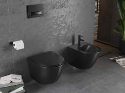 Mexen Lena bol de WC Rimless avec siège slim à fermeture lente, duroplast, Noir mat - 30221085