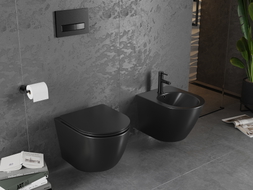 Mexen Lena cuvette WC Rimless avec abattant à descente progressive slim, duroplast, noir mat - 30221085