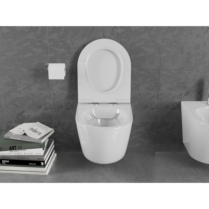 Mexen Lena cuvette wc Rimless avec siège à descente lente slim, duroplast, blanc brillant - 30220500