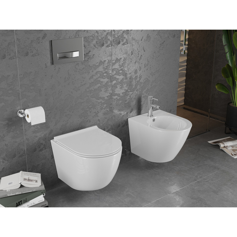 Mexen Lena cuvette wc Rimless avec siège à descente lente slim, duroplast, blanc brillant - 30220500