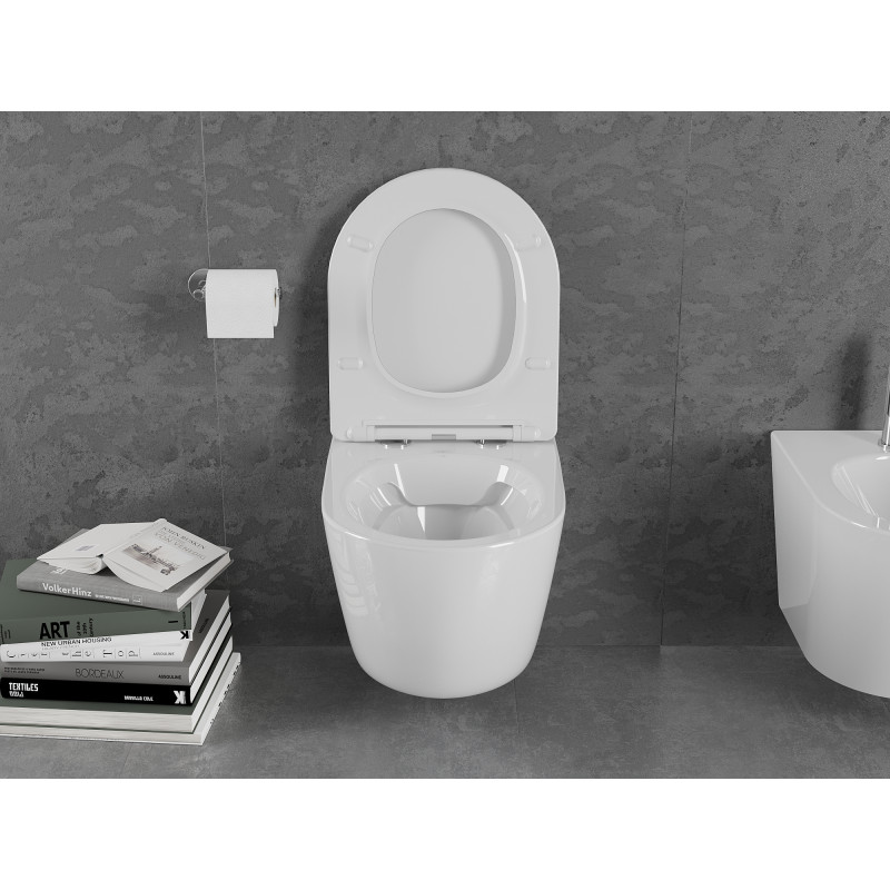 Mexen Lena cuvette WC sans rebord avec abattant à descente lente slim, duroplast, blanc brillant - 30220400