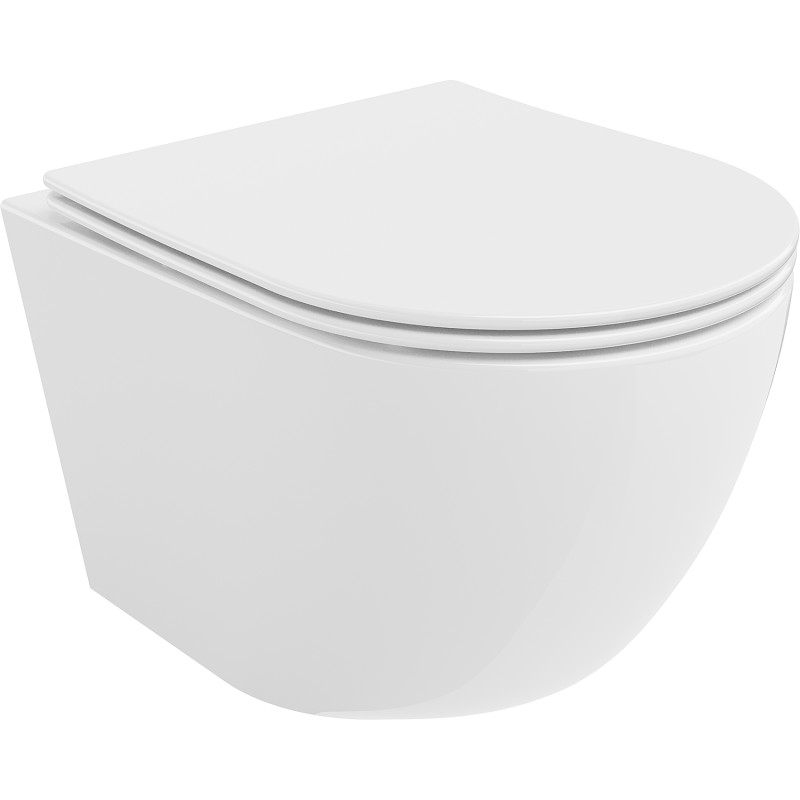 Mexen Lena cuvette WC sans rebord avec abattant à descente lente slim, duroplast, blanc brillant - 30220400