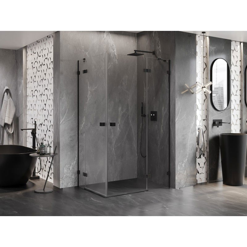 Mexen Lunar Duo cabine de douche pliante droite 120 x 70 cm, transparent, noir - 834-120P-070L-70-00