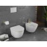 Mexen Lena cuvette WC Rimless avec abattant slim à fermeture lente, duroplast, blanc/ligne dorée - 30224005