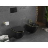 Mexen Lena cuvette WC Rimless avec abattant slim à descente lente, duroplast, noir mat/ligne dorée - 30224075
