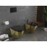 Mexen Lena cuvette WC Rimless avec siège à descente lente slim, duroplast, noir mat/or motif écailles - 30224078