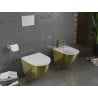 Mexen Lena cuvette WC Rimless avec abattant à descente lente slim, duroplast, blanc/or motif écailles - 30224008