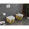 Mexen Lena cuvette WC sans bride avec abattant à descente ralentie slim, duroplast, blanc/or motif lignes - 30224007