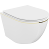 Mexen Lena cuvette WC Rimless avec abattant slim à fermeture lente, duroplast, blanc/ligne dorée - 30224005