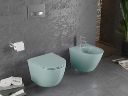 Mexen Lena cuvette WC sans bride avec abattant à descente assistée slim, duroplast, vert clair mat - 30224048