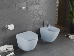 Mexen Lena cuvette WC sans rebord avec siège à descente lente slim, duroplast, gris-bleu mat - 30224069