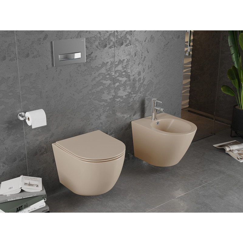 Mexen Lena cuvette wc sans rebord avec abattant à descente lente slim, duroplast, cappuccino mat - 30224064