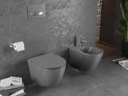 Mexen Lena bol de WC Rimless avec siège slim à fermeture lente, duroplast, Gris foncé mat - 30224071