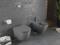 Mexen Lena cuvette WC Rimless avec abattant à descente amortie slim, duroplast, gris foncé mat - 30224071